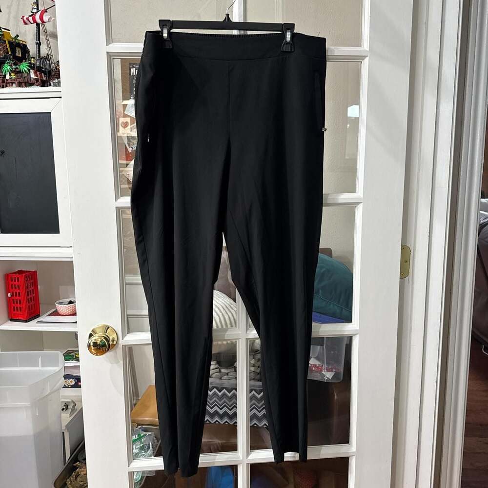Calvin Klein Black High-Waisted Dress Pants with Pockets, Women's XL, Office Wea
